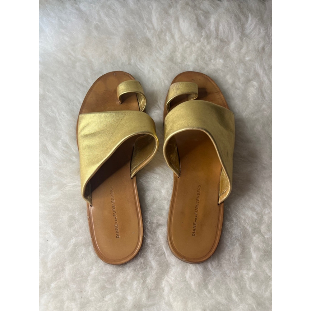Diane Von Furstenberg Gold Minimalist Sandals